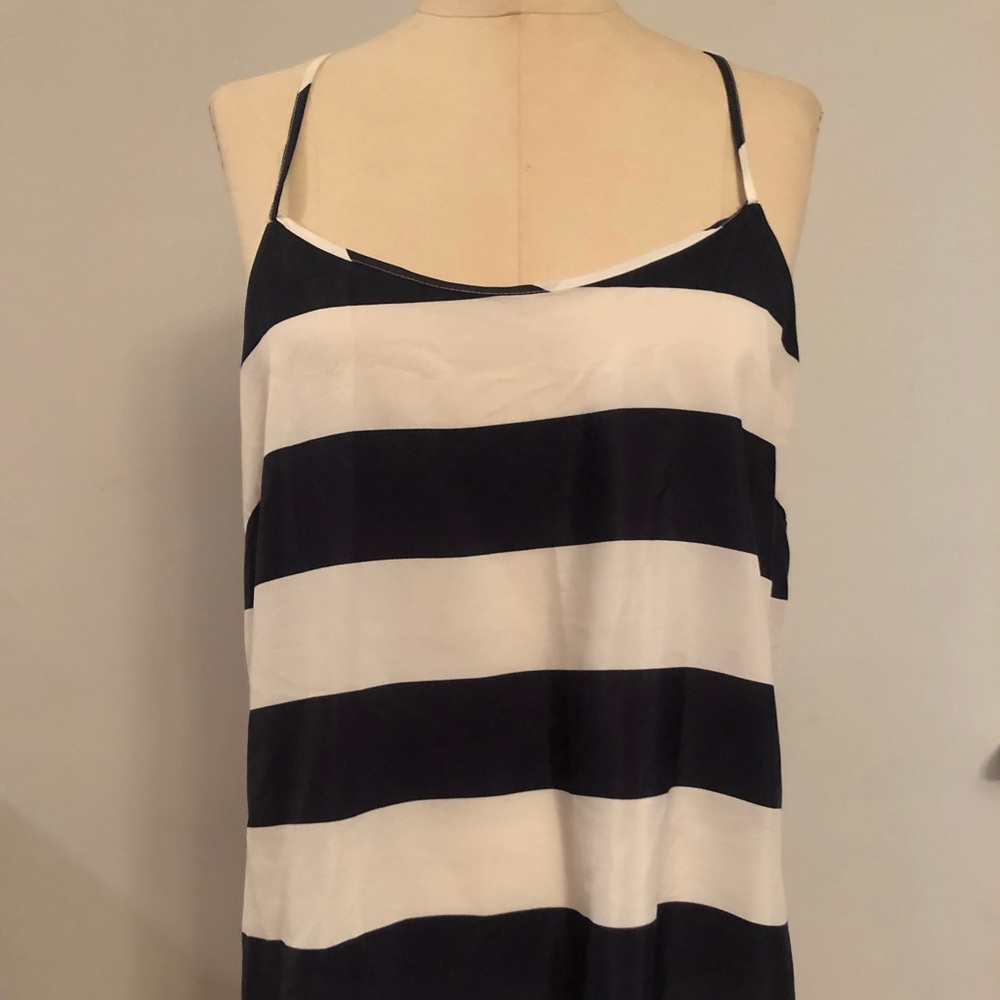 Blue and white striped tank top